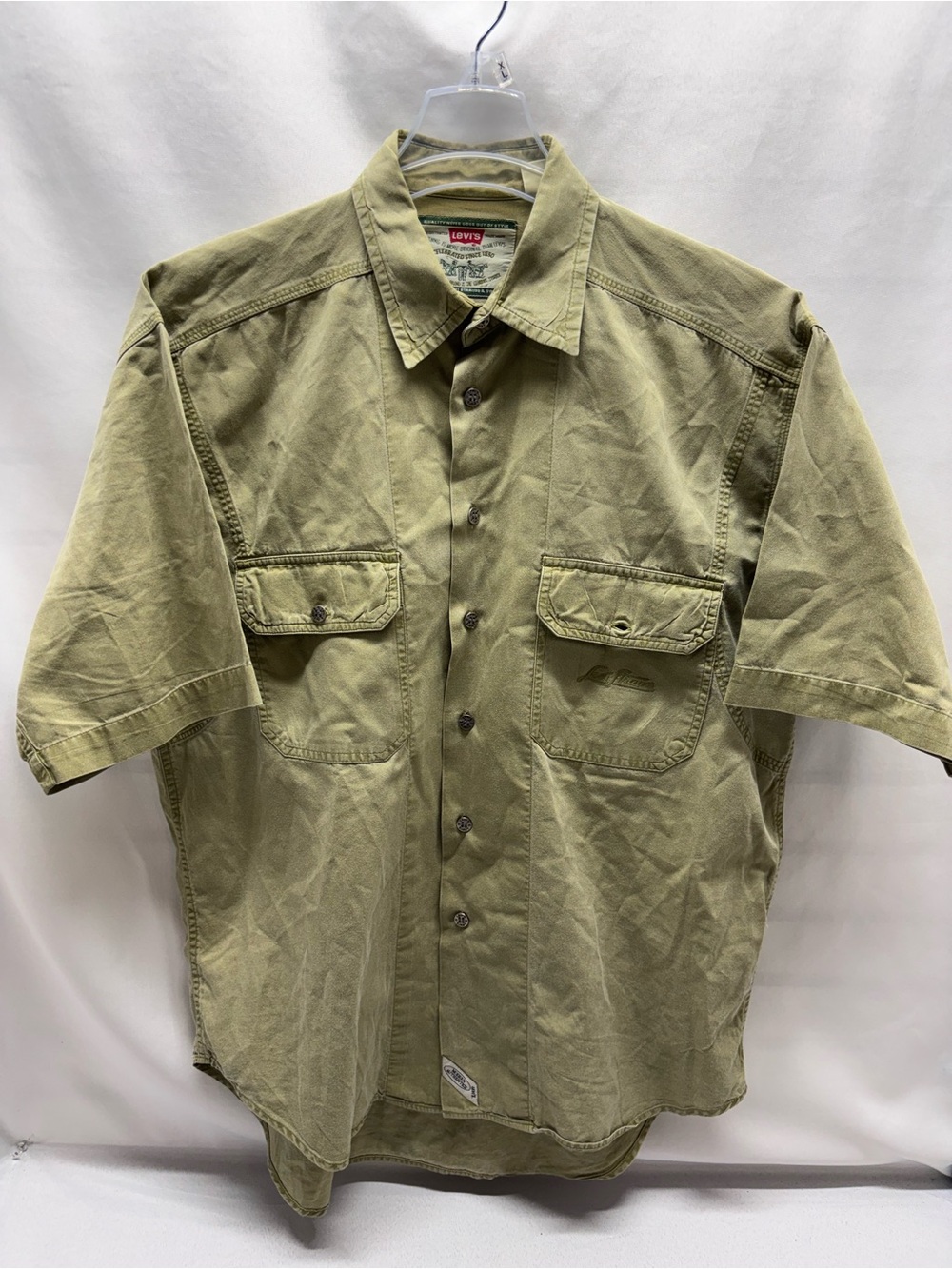 Levis Light Green Button Up Short Sleeve  W Pockets Western Worker Shirt Size M